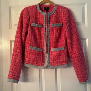 G by Giuliana Black Label Pink Metallic Tweed Lady Jacket with Denim